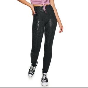 NWT SO Sporty High Waisted Long Leggings Black Cheetah Juniors Size S